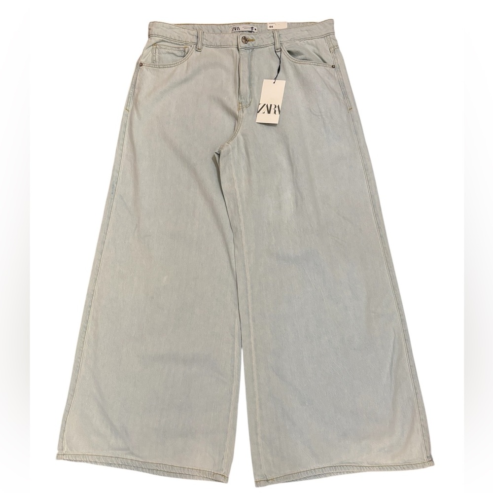 Zara High Waist Palazzo Fit Jeans in Light Blue Size 12. NWT - Picture 6 of 14